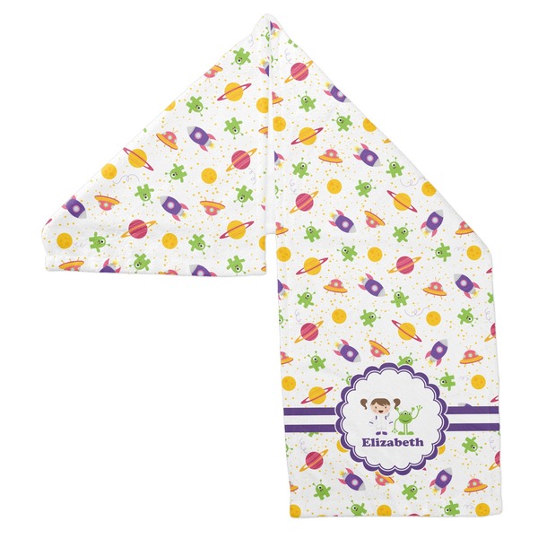 Girls Space Themed Sports Towel Folded - Both Sides Showing