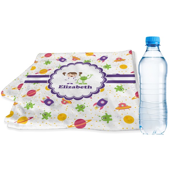 Custom Girls Space Themed Sports & Fitness Towel (Personalized)