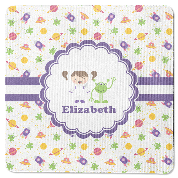 Custom Girls Space Themed Square Rubber Backed Coaster (Personalized)