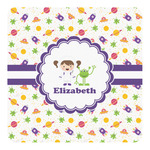 Girls Space Themed Square Decal - Small (Personalized)