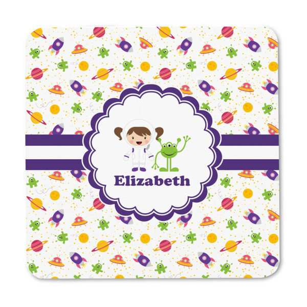 Girls Space Themed Square Fridge Magnet - FRONT