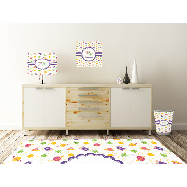 Girls Space Themed Square Wall Decal Wooden Desk