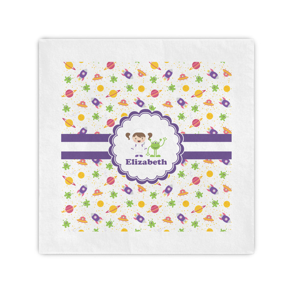 Custom Girls Space Themed Standard Cocktail Napkins (Personalized)