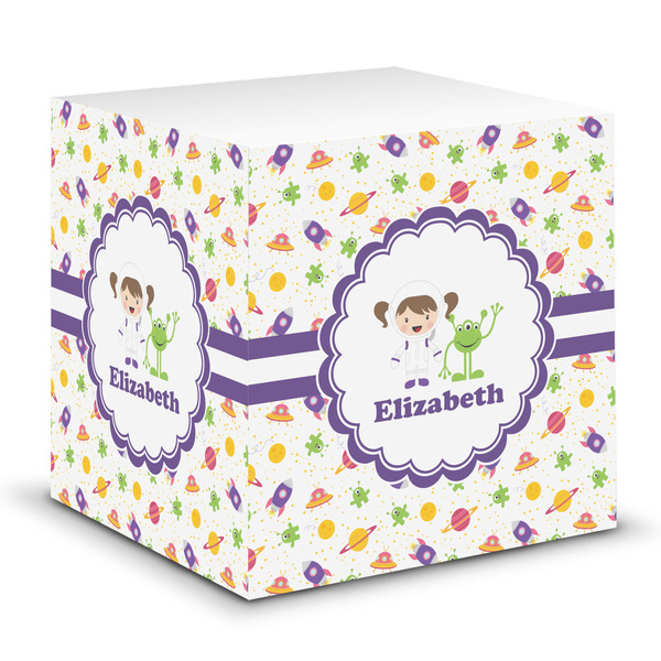 Custom Girls Space Themed Sticky Note Cube (Personalized)