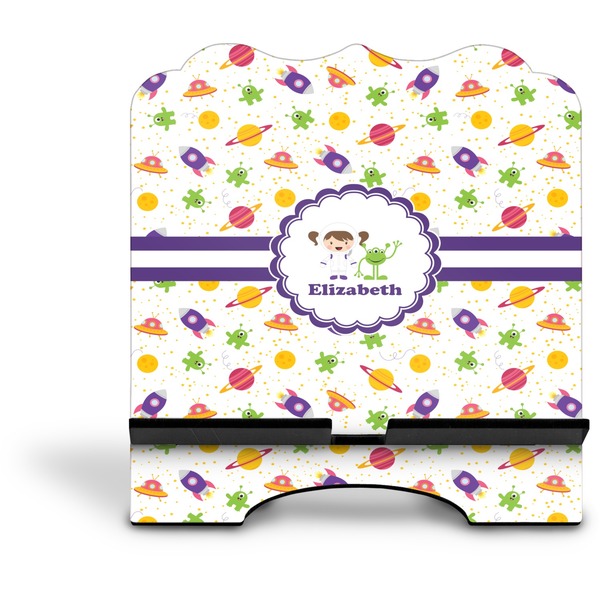 Girls Space Themed Stylized Tablet Stand - Front without iPad