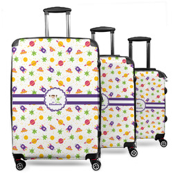 Girls Space Themed 3 Piece Luggage Set - 20" Carry On, 24" Medium Checked, 28" Large Checked (Personalized)
