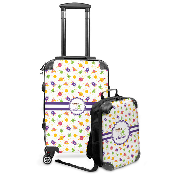 Custom Girls Space Themed Kids 2-Piece Luggage Set - Suitcase & Backpack (Personalized)