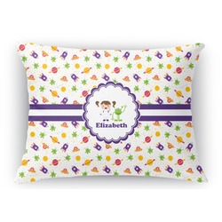 Girls Space Themed Rectangular Throw Pillow Case (Personalized)