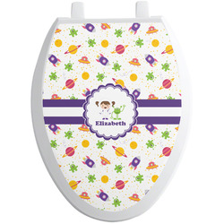 Girls Space Themed Toilet Seat Decal - Elongated (Personalized)