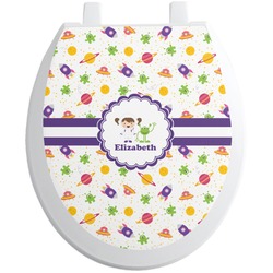 Girls Space Themed Toilet Seat Decal - Round (Personalized)
