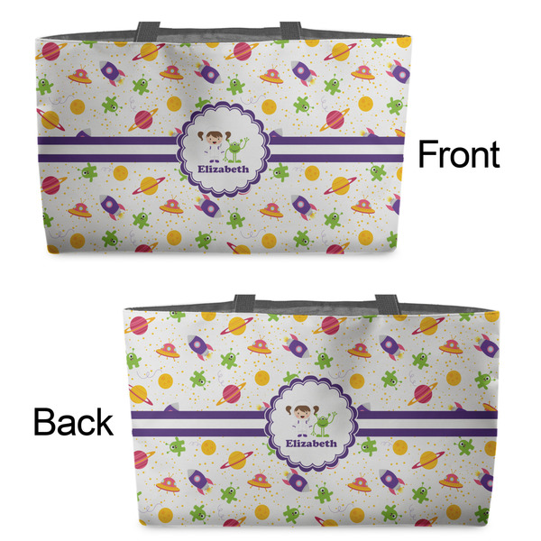 Girls Space Themed Tote w/Black Handles - Front & Back Views