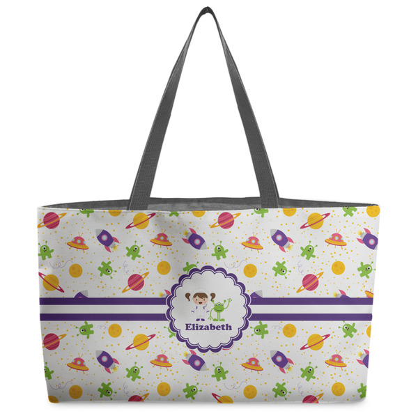Custom Girls Space Themed Beach Totes Bag - w/ Black Handles (Personalized)