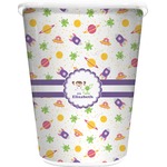 Girls Space Themed Waste Basket - Single Sided (White) (Personalized)