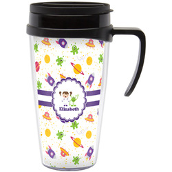 Girls Space Themed Acrylic Travel Mug with Handle (Personalized)