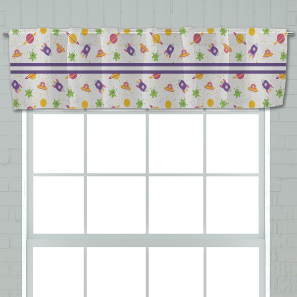 Girls Space Themed Valance - Closeup on window
