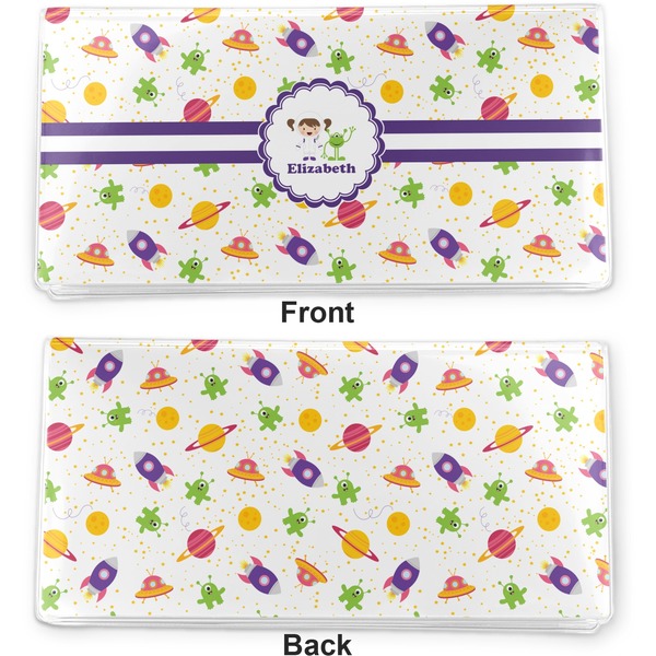 Girls Space Themed Vinyl Check Book Cover - Front and Back