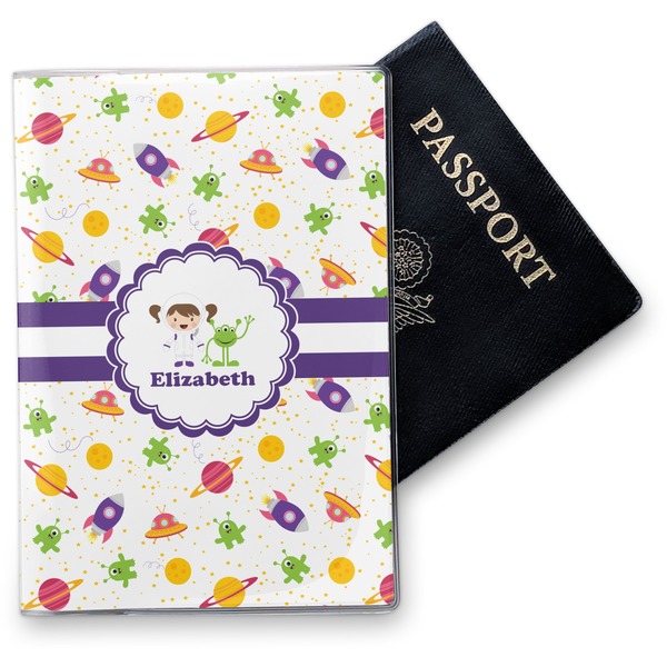 Custom Girls Space Themed Vinyl Passport Holder (Personalized)