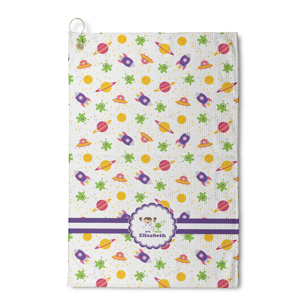 Custom Girls Space Themed Waffle Weave Golf Towel (Personalized)