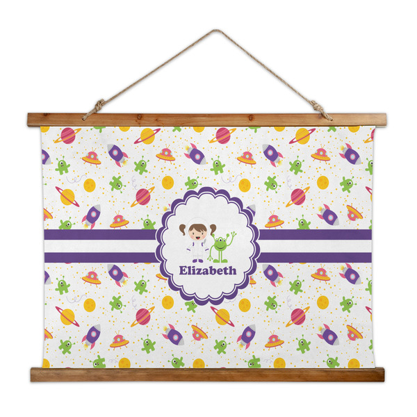 Custom Girls Space Themed Wall Hanging Tapestry - Wide (Personalized)