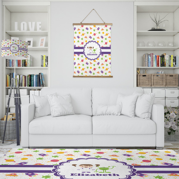 Girls Space Themed Wall Hanging Tapestry - Portrait - IN CONTEXT