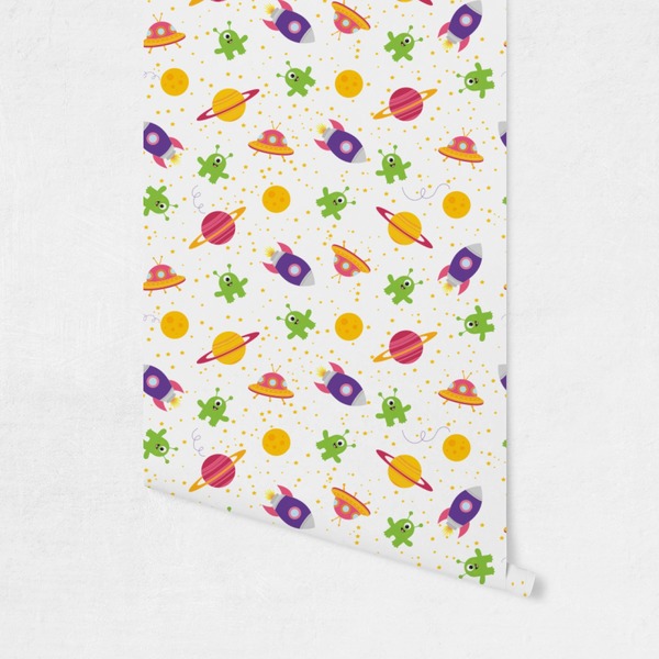 Girls Space Themed Wallpaper on Wall