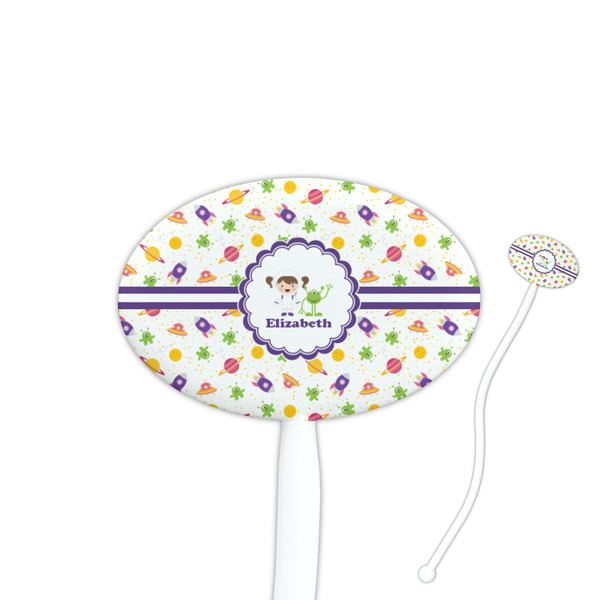 Custom Girls Space Themed Oval Plastic Stir Sticks (Personalized)