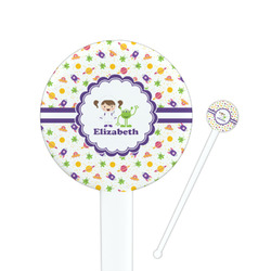 Girls Space Themed Round Plastic Stir Sticks (Personalized)