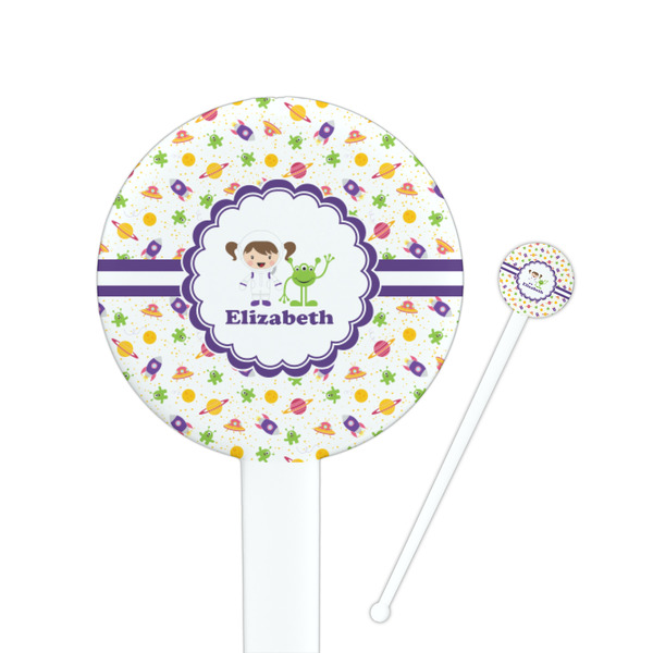 Custom Girls Space Themed Round Plastic Stir Sticks (Personalized)