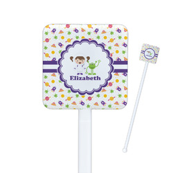 Girls Space Themed Square Plastic Stir Sticks (Personalized)