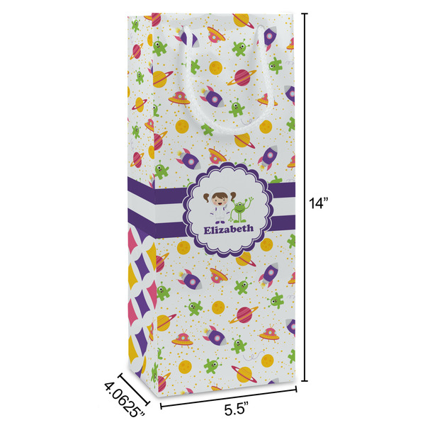 Girls Space Themed Wine Gift Bag - Dimensions