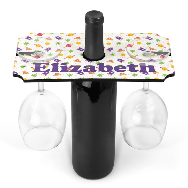 Custom Girls Space Themed Wine Bottle & Glass Holder (Personalized)