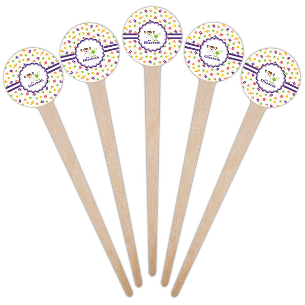 Girls Space Themed Wooden 4" Food Pick - Round - Fan View