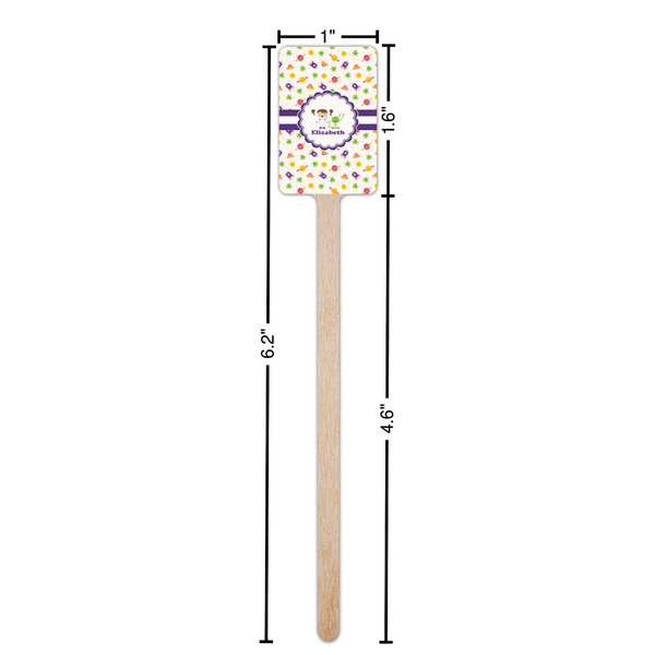 Girls Space Themed Wooden 6.25" Stir Stick - Rectangular - Dimensions