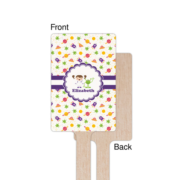 Girls Space Themed Wooden 6.25" Stir Stick - Rectangular - Single - Front & Back