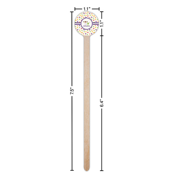 Girls Space Themed Wooden 7.5" Stir Stick - Round - Dimensions