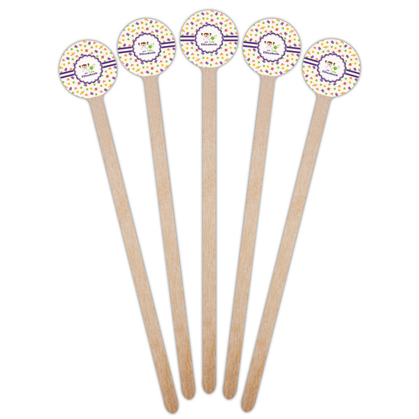 Girls Space Themed Wooden 7.5" Stir Stick - Round - Fan View