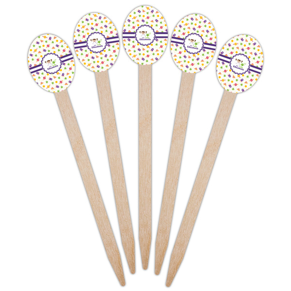 Girls Space Themed Wooden Food Pick - Oval - Fan View