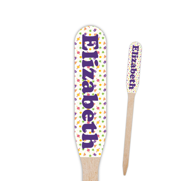 Custom Girls Space Themed Paddle Wooden Food Picks - Single Sided (Personalized)