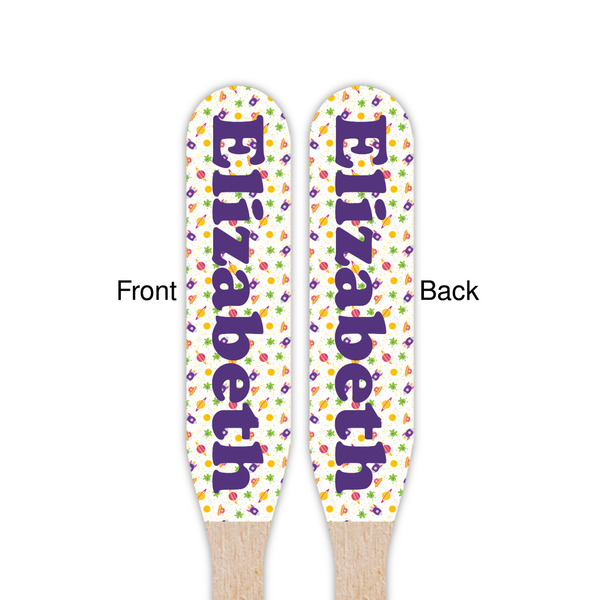 Girls Space Themed Wooden Food Pick - Paddle - Double Sided - Front & Back