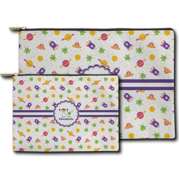 Girls Space Themed Zippered Pouches - Size Comparison