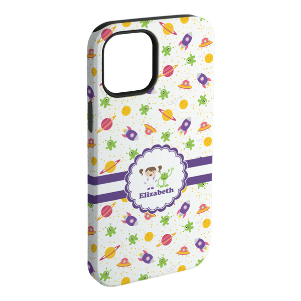 Custom Girls Space Themed iPhone Case - Rubber Lined - iPhone 15 Plus (Personalized)