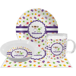Girls Space Themed Dinner Set - Single 4 Pc Setting w/ Name or Text