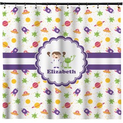 Girls Space Themed Shower Curtain (Personalized)