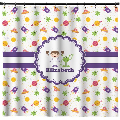 Girls Space Themed Shower Curtain (Personalized)