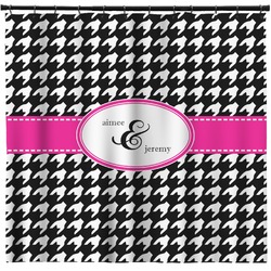 Houndstooth w/Pink Accent Shower Curtain (Personalized)