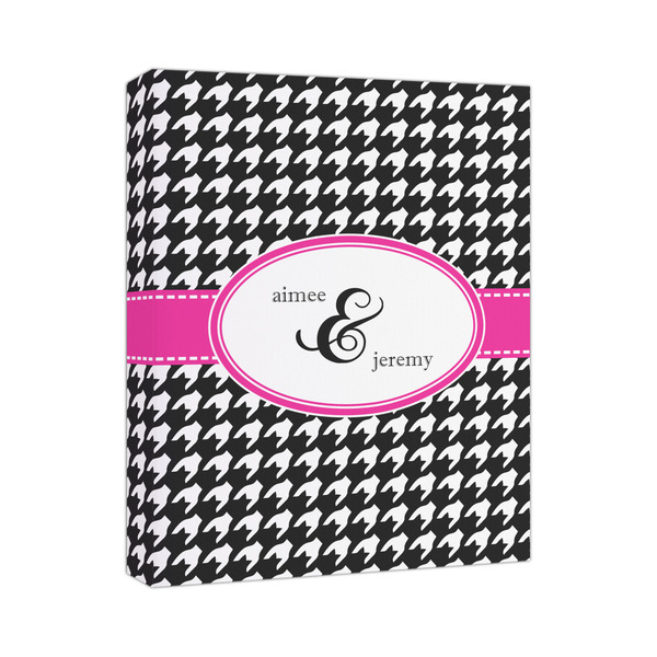 Custom Houndstooth w/Pink Accent Canvas Print (Personalized)