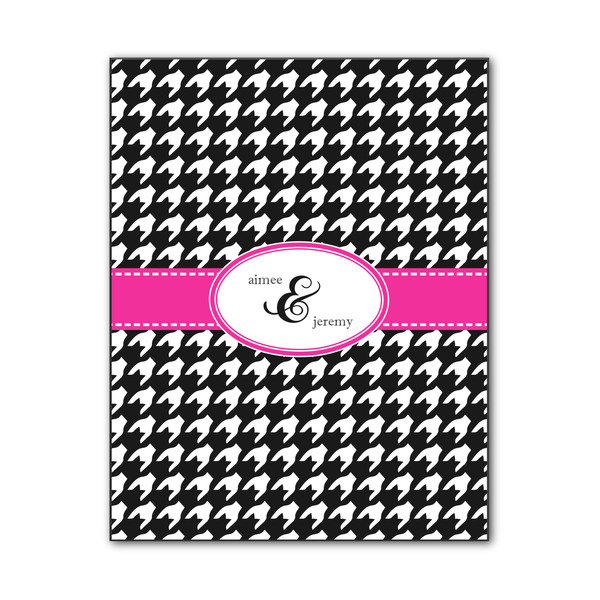 Custom Houndstooth w/Pink Accent Wood Print - 11x14 (Personalized)