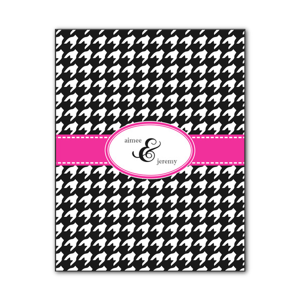 Custom Houndstooth w/Pink Accent Wood Print - 11x14 (Personalized)