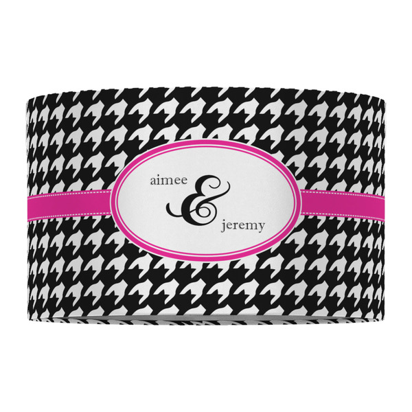 Houndstooth w/Pink Accent 12" Drum Lampshade - FRONT (Fabric)