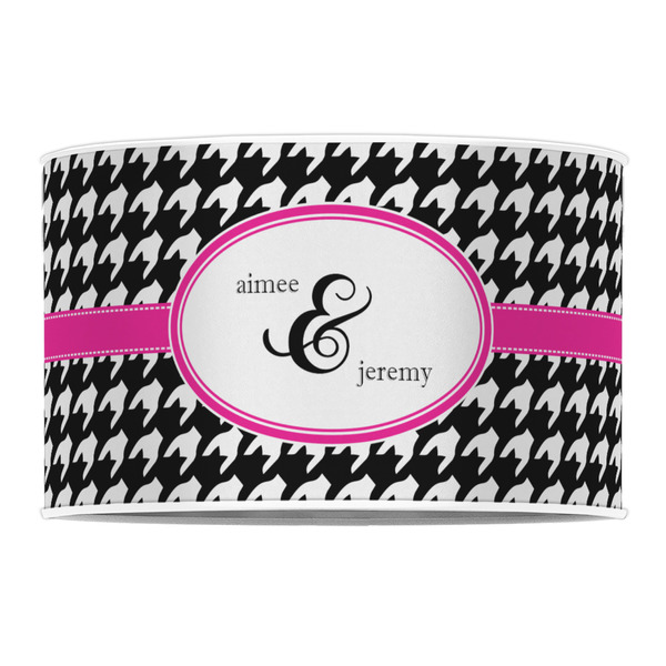 Houndstooth w/Pink Accent 12" Drum Lampshade - FRONT (Poly Film)